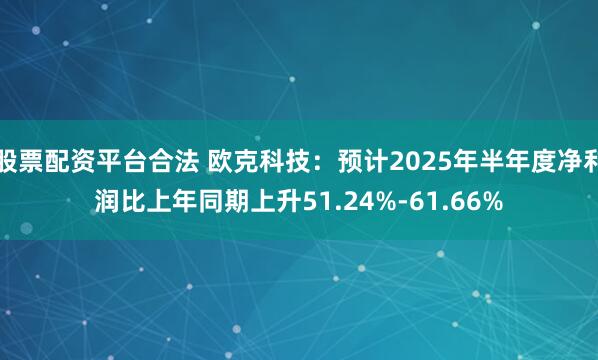 股票配资平台合法 欧克科技：预计2025年半年度净利润比上年同期上升51.24%-61.66%